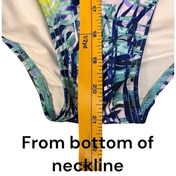 Set of 2: Tropical Palm Print One-Piece Swimsuit & Sea Turtle Chiffon Wrap - Picture 6 of 14